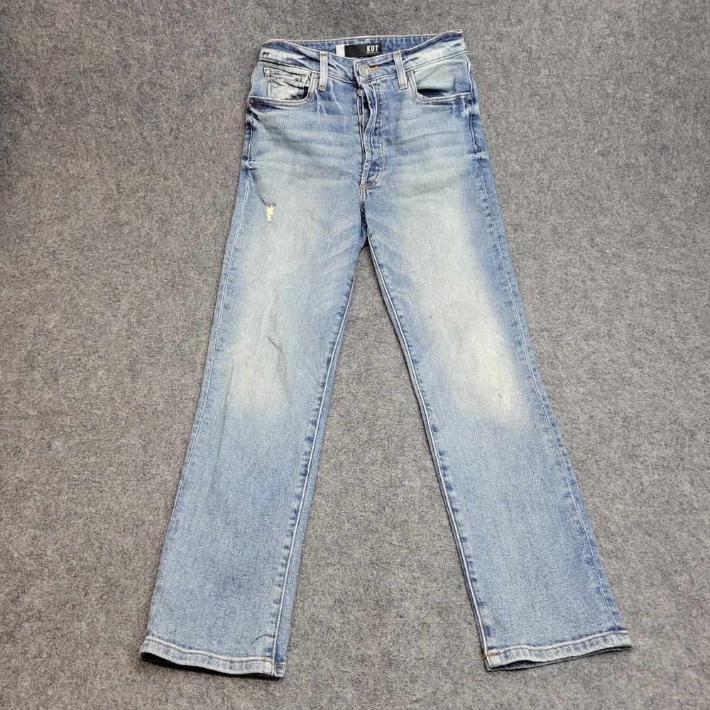 Kut From The Kloth Jeans Womens 0 Blue Denim High Rise Ankle VTG Straight Preppy - Picture 3 of 13